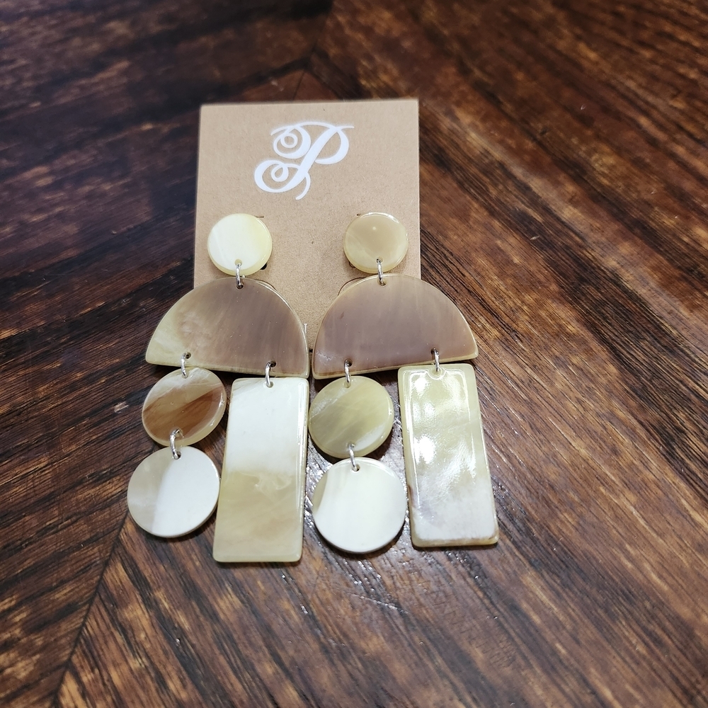 Geometric Neutral Dangle Earrings Acrylic Statement Boho Lightweight